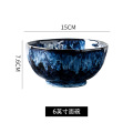 Porcelain Blue Reactive Glazed Dinnerware set  Dish Ceramic Plate and bowl Handmade party tableware & table decorations